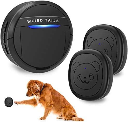 weird tails Wireless Doorbell, Dog Bells for Potty Training IP55 Waterproof Doorbell Chime Operating at 950 Feet with 55 Melodies 5 Volume Levels LED Flash (1 Receiver 2 Transmitters)