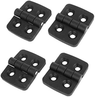 4 Pcs Black Single Metal Axle Plastic Wardrobe Door Hinge