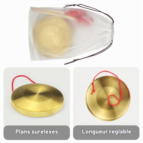 15 cm/5.9 pouces en laiton cuivre main Gong cymbales Portable en laiton Gong instruments – vue 5