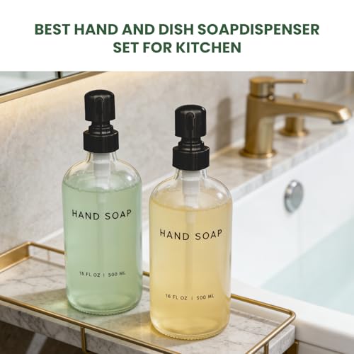 Image of 16 Oz Soap Dispense with Black Rust Proof Stainless Steel Pump Classic Decor for Bathroom Kitchen Farmhouse Decor Great for Essential Oils, Lotions, Liquid Soaps