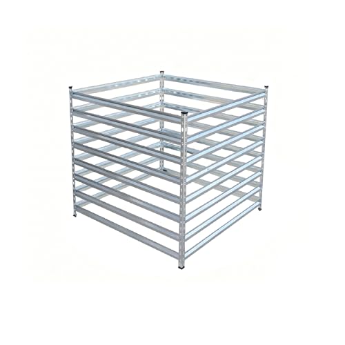 Relaxdays Metal Biocomposter Garden HBT: 90 x 90 x 90 cm, 729 Litres, Foliage Composter, Struts, Steel, Silver