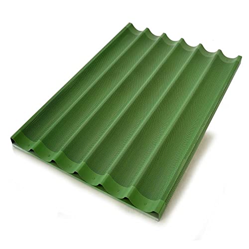 Erre4M Bandeja de horno para baguette antiadherente perforada de aluminio 60 x 80 cm en travesaño