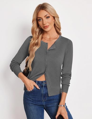 GRACE KARIN Womens Grey Cardigan Sweaters Trendy Summer Lightweight Cardigans for Women Shrug Outfits Clothes 3XL — view 4