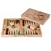 Engelhart-250551 – Backgammon Holz 18 Zoll (45,5 cm) Luxus Koffer Maserholz Walnuss-Inlay – Offen 52 × 45,5 cm – Grün/Braune Steine – Würfel & Becher – Traditionelles Brettspiel