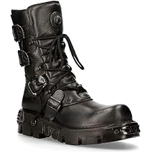 New Rock Womens Metallic 391 Black Reactor Skull Devil Goth Punk Leather Calf Boots