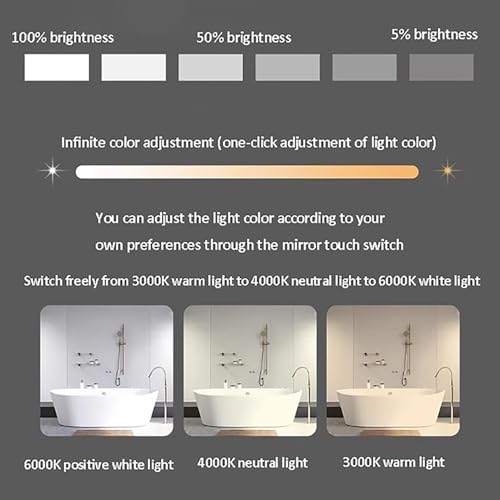 Miroir intelligent salle de bain ovale 3 couleurs dimmable LED - 5
