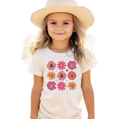 Flowers Shirt for Girls Cute Girly Colorful Floral Tee for Toddlers and Kids2