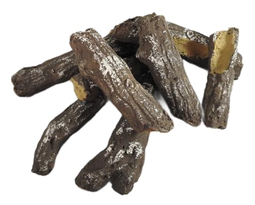The Stove Wizard Gas Fire Replacement Ceramic Artificial Faux Logs Coals 8 piece log set for Gas LPG Bio Ethanol and Electric Fires