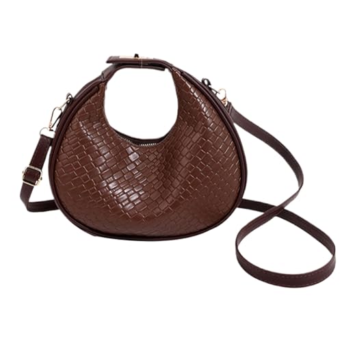 Ceprznvey Bolso de, elegante bolso de hombro con diseño en forma de media luna para mujeres, niñas, trabajo, compras o viajes, 14 x 20 x 4 cm, material de piel sintética, café, Refer to