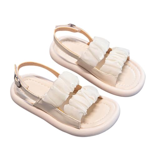 IWIHMIV Girls Sandals Open Toe Breathable Non Slip Flat Summer Beach Lightweight Rubber Sole Leather Sandals for Girls