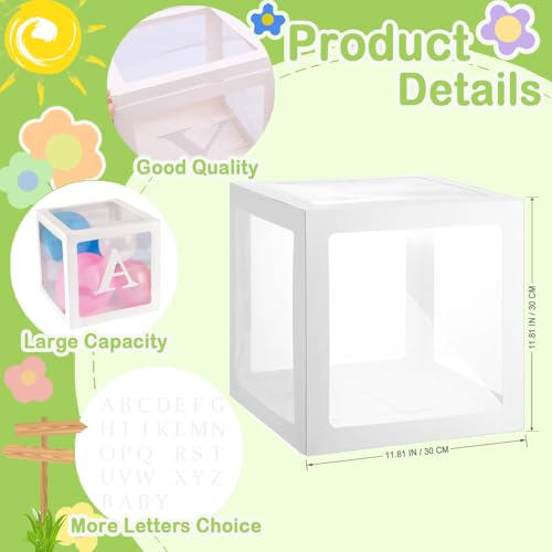 SOMUAUY Baby Boxes with Letters for Baby Shower, White Clear Balloon Blocks — view 5