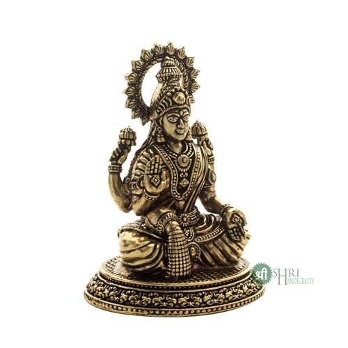 Image of INDICAST Handcrafted Brass Goddess Laxmi Statue for Home Temple | 2.5 inch Maa Lakshmi Figurine Idol Murti Sacred Symbol of Wealth | Perfect for Rituals & Gifting (Weight- 80gm)