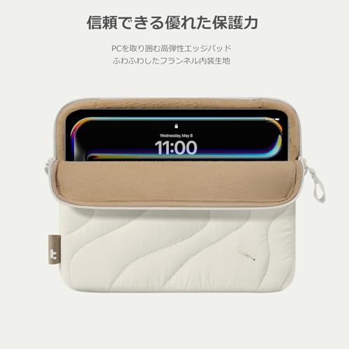 tomtoc 360°保護 ふわふわ 11インチ iPad Pro M5 2025専用ケース 11インチ iPad A16 iPad Air M3 M2 2025 2024 / 10インチ Surface Go Magic Keyboard/スマートキーボード対応 軽量 キルティング バッグ タブレットスリーブ 柔らかい 可愛い