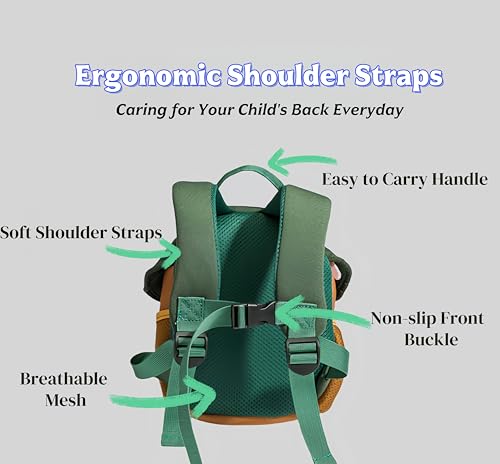 Image of Kawaii Kids Backpack for Preschool 3,4,5,6 Year Old Girl and Boy Gifts Kindergarten Elementary Cute Mushroom Toddler Bag(Green)