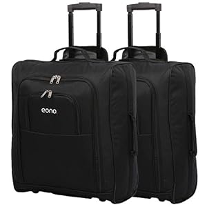 Eono Eono Essentials easyJet, British Airways, Handgepäck Trolley Bag Jet2 Maximum Cabin Approved, 2er-Set, 60 l, schwarz