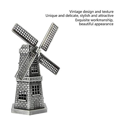 Dutch Windmill European Metal Architectural Model Handicraft Ornaments Tourist Souvenirs World Building Metal Ornaments (Small Gray) #TOP6
