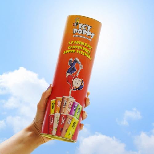 Image of ICY POPPS Edible Ice Sticks | Comes with 11 Refreshing Flavours | Mango, Guava, Orange, Kala Khatta & More | Gluten-Free with Added Vitamin C | Refreshing Treat for Kids | Assorted Pack of 11