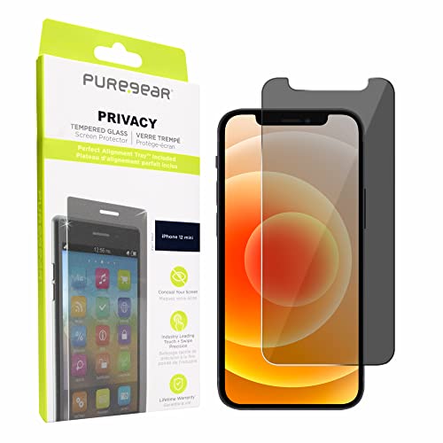 Puregear 2-Way Privacy Tempered Glass Screen Protector Compatible With Iphone 12 Mini (2020) 5.4-Inch, Installation Tray & Frame, Precise Cutout, Anti Spy, Case Friendly, Easy Install, Bubble Free #TOP16