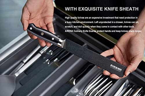 AIRENA Chefs Knife, 8 Inch Professional Japanese Kitchen Knife - German High Carbon Stainless Steel - Best Value with Sheath & Gift Packaging - Ultra Sharp Cooking Knife