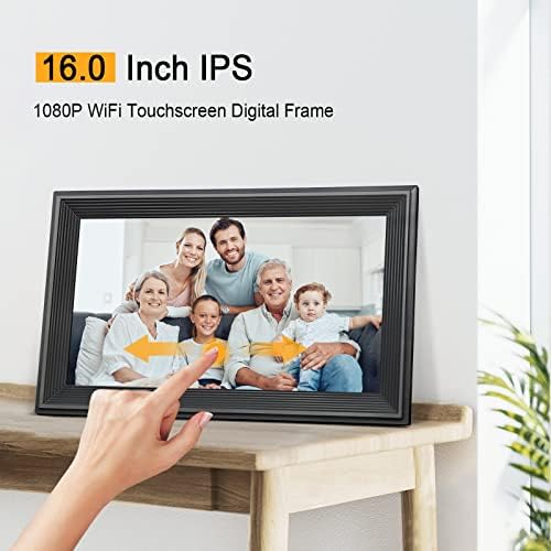 Livingpai 16 inch WiFi Digital Picture Frame, Touch Screen Smart Digital Photo Frame with 32GB Storage, Electronic Picture Frame Easy to Share Photos and Videos via Frameo App