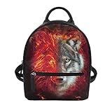Showudesigns Mini mochila de couro sintético para meninas adolescentes, viagens, compras, Design de lobo legal, One_Size, Mochilas de Viagem