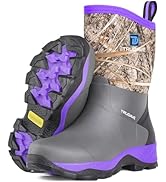 Trudave Rubber Rain Boots for Women, 4.5mm Neoprene Insulated Mud Work Boots, Anti-slip Breathabl...
