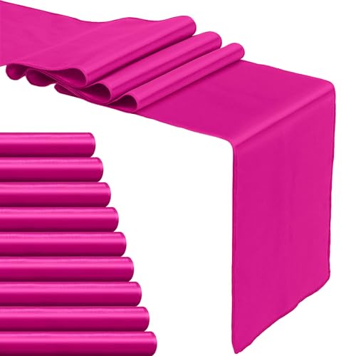 10-Pack Hot Pink Satin Table Runner 12 x 108 Inch Long Fuchsia Bright and Smooth Silk Fabric Table Runner for Wedding Banquet Birthday Party Decoration by Pufogu - Used condition - Image 8