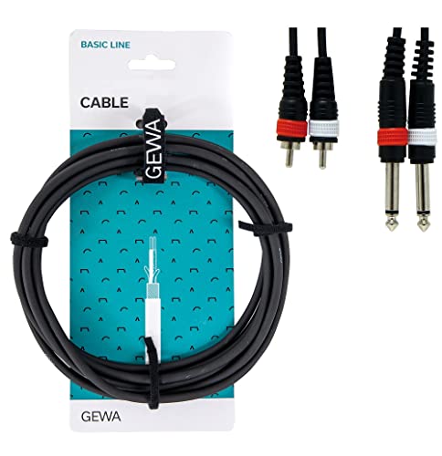 Gewa Twinkabel Basic Line 3M, Nero, 2X 6,3 Mm Mono Jack - 2X Cinch, 190215