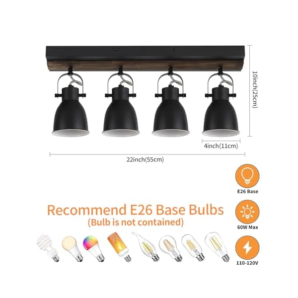 Keesfu lighting farmhouse track lighting 4 light track lighting fixtures ceiling black kitchen track lighting for kitchen and dining room  urban country home decor