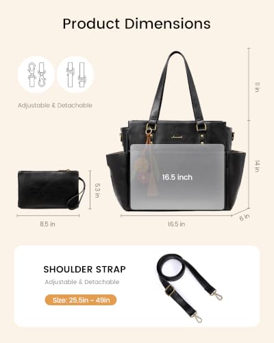 Image of LOVEVOOK Laptop Tote Bag for Women, Vintage Work Teacher Bag with Clutch