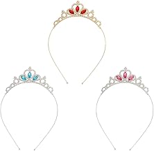 3 Pieces Princess Crown Tiara with Diamonds Crystal Crown for Girls Elegant and Shiny for Bridal Wedding Pageants Girl Princess Birthday Party Headband Women