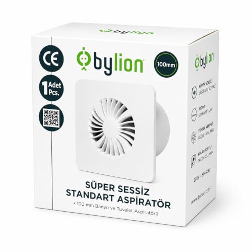 Süper Sessiz Banyo Aspiratörü, 40 dB, 18 W Düşük Enerji Tüketimi, 90 m3/h Hava Debili, 230 V, Havalandırma Fanı, Banyo, Tuvalet, Mutfak, Garaj için, Nem, Koku, Duman, Buhar Tahliye Fanı (100 mm)