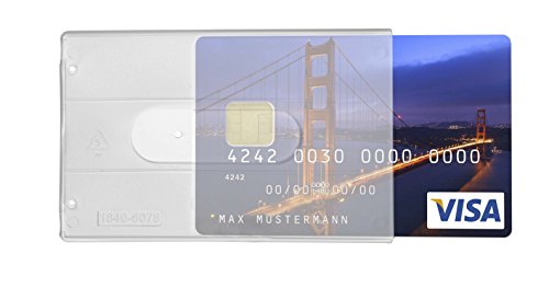 10 x Karteo® Caja de la tarjeta de polipropileno 54 mm x 86 mm (tamaño de tarjeta de crédito) transparentes sin abrocharse posibilidad Cover