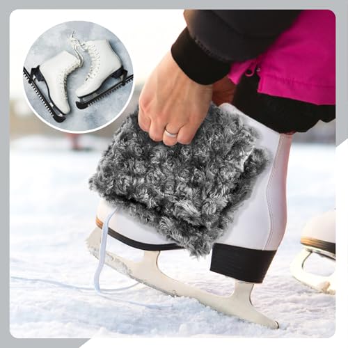 ShinyRelief Skate Guards Soakers and Towel Gift Set Include Figure Hockey Ice Skate Guards, Absorbent Skate Blade Covers, Towel for Figure Skating Hockey Skating Accessory Gift, Grey L