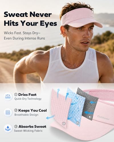 Image of Sport Sun Visor Hat for Women Men - Lightweight Stretchy Polyester Spandex Quick Dry Sweatband Wrinkle Resistant