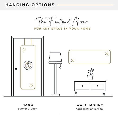 Image of MCS 17x55 Light Aqua Metal Over The Door Mirror With Rounded Corners, Full Length Hanging Mirror for Bedroom and Bathroom Doors, No Tools Required