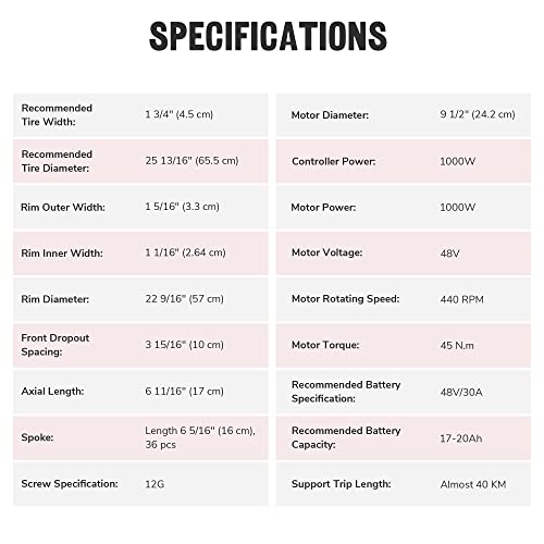 AW Electric Bicycle Motor Kit 48V 1000W 26