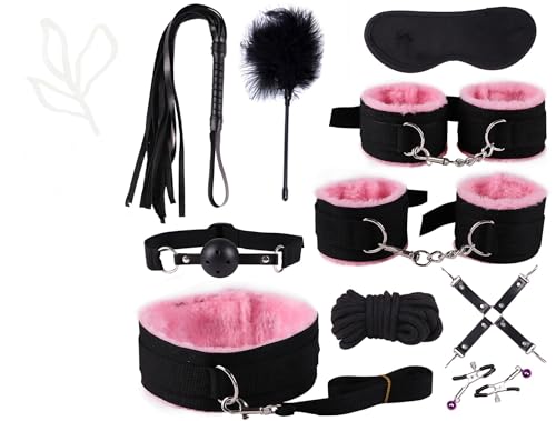 Set de 10 pièces en cuir rose Fetish Fitness aux finitions haut de gamme