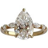 Tuwiqsdi Elegant Teardrop Ring Fashion Jewelry 18K Gold Plated Shiny Perfect Pear Cut CZ Crystal Diamond Waterdrop Wedding Stackable Ring Size 5-11 for Women(6)