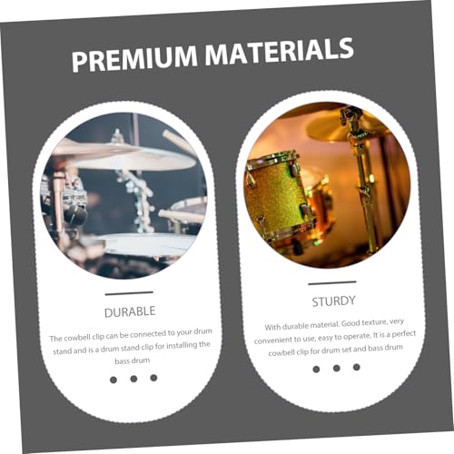 Soporte para cowbell para batería, abrazadera para aro de bombo, soporte extensible estándar para cowbell, accesorio para hardware de percusión miniatura 3
