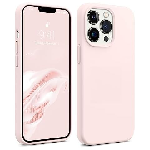 AOTESIER Magnetic for iPhone 13 Pro Max Phone Case, [Compatible with MagSafe][Military Shockproof Protection] Silicone Case with Soft Anti-Scratch Microfiber Lining, 6.7 inch, Chalk Pink Cover