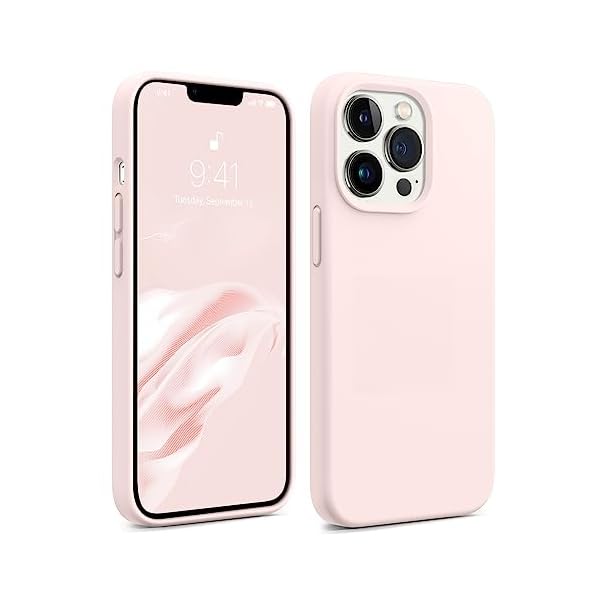 AOTESIER Magnetic for iPhone 13 Pro Max Phone Case, [Compatible with MagSafe][Military Shockproof Protection] Silicone Case with Soft Anti-Scratch Microfiber Lining, 6.7 inch, Chalk Pink