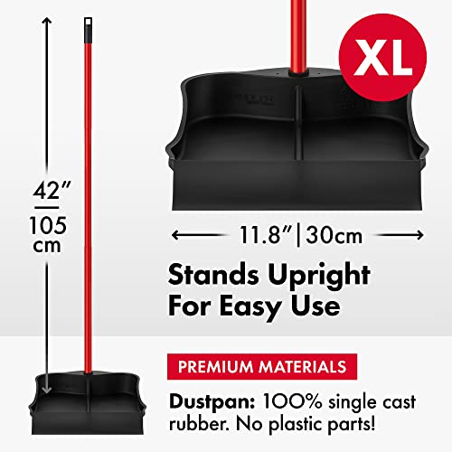 Tyroler Multi-Purpose Extra Large 100% Rubber Dustpan For Dry & Wet Floor Cleaning Indoor And Outdoor | New 105Cm Long Aluminum Anti-Rust Handle | Compatible With Any Size Broom And Squeegee #TOP4
