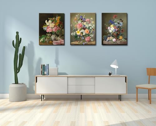Image of msspart Flowers in a Porcelain Vase Classic Painting by Ferdinand Georg Waldmuller Canvas Wall Art, Vintage Floral Pictures Artwork Print for Living Room, Bedroom Dining Room Home Decor