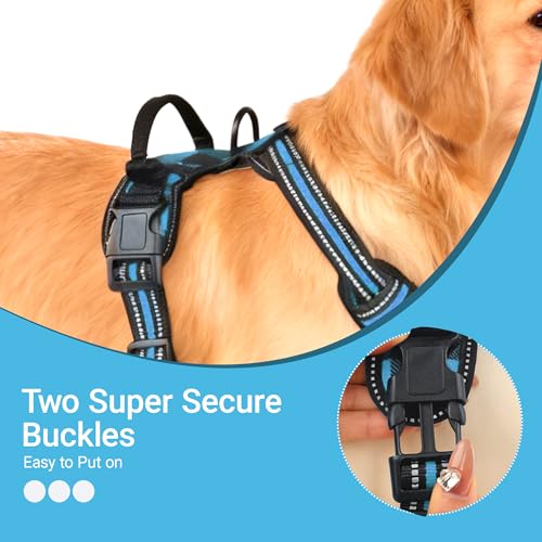 Harnais ajustable chien M bleu confortable avec poignée de sécurité AIITLE