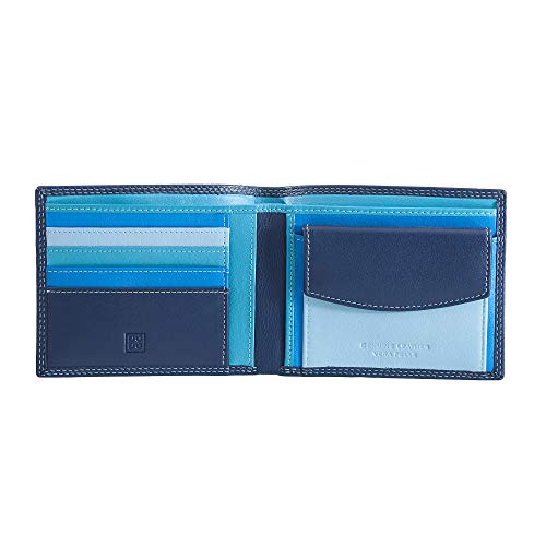 Preisvergleich Produktbild Bunte Herrenbrieftasche aus Nappaleder mit Münzfach und Kartensteckfächer von DUDU Blau