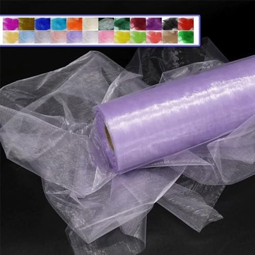 30cm x 45m Organza Fabric, Sheer Crystal Organza Roll for Wedding Baby Shower Party Decor DIY Craft Table Runner (White)