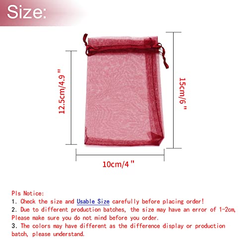 Image of Dealglad 50pcs Drawstring Organza Jewelry Candy Pouch Christmas Wedding Party Favor Gift Bags (4x6 inch, Wine)