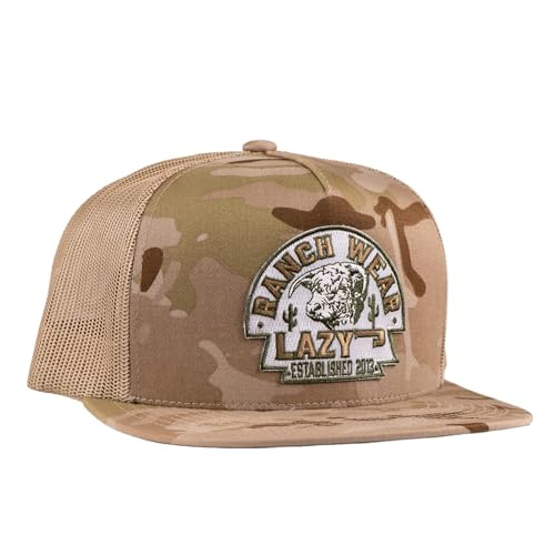 Lazy J Ranch Camo Olive Arrowhead Classic Five Panel Trucker Hat - Adjustable Unisex Country Hats Vintage Trucker Hat