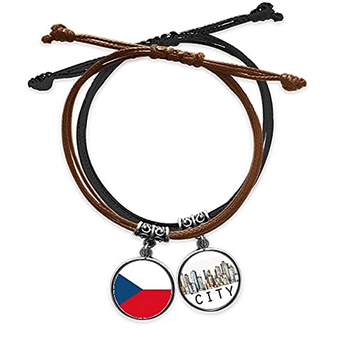 Bracelet republique tchèque en cuir veritable fait main de style sidi